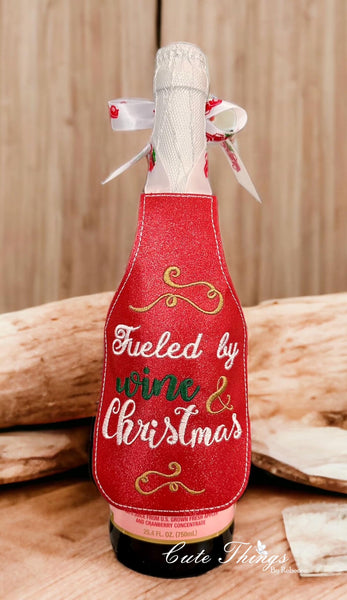 Fueled By Wine and Christmas Bottle Apron