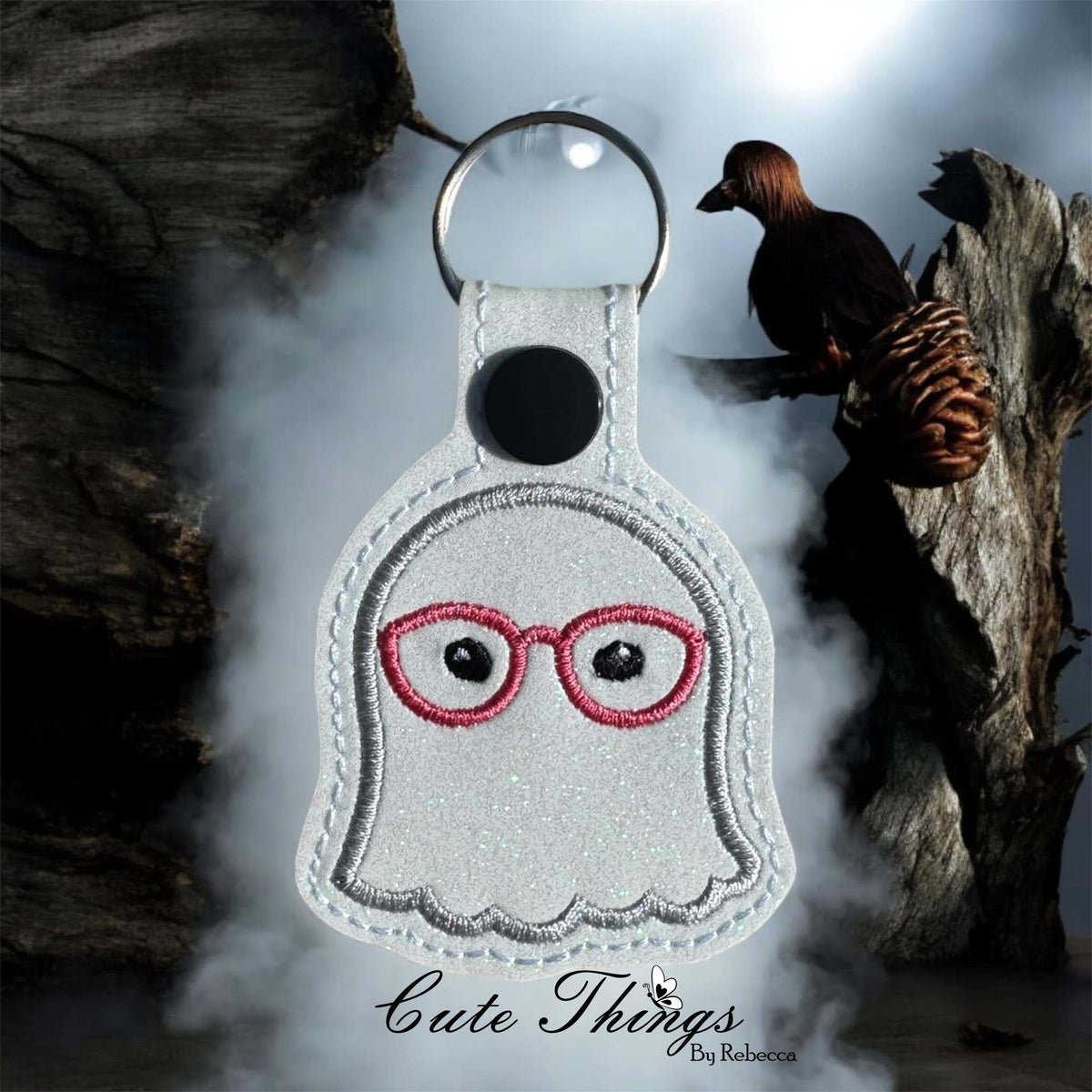 Ghost with Glasses Snap Tab – Cute Things By Rebecca Embroidery