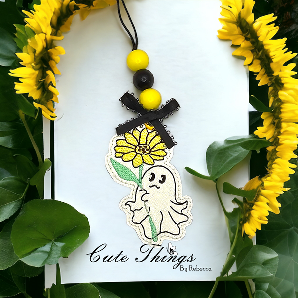 Ghost Holding Flower Bookmark/Ornament