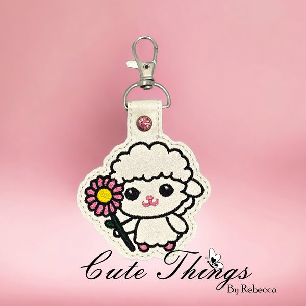 Cute Lamb With Flower Snap Tab