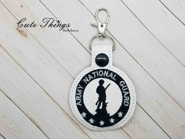 National Guard DIGITAL Embroidery File, In The Hoop Key fob, Snap tab, Keychain