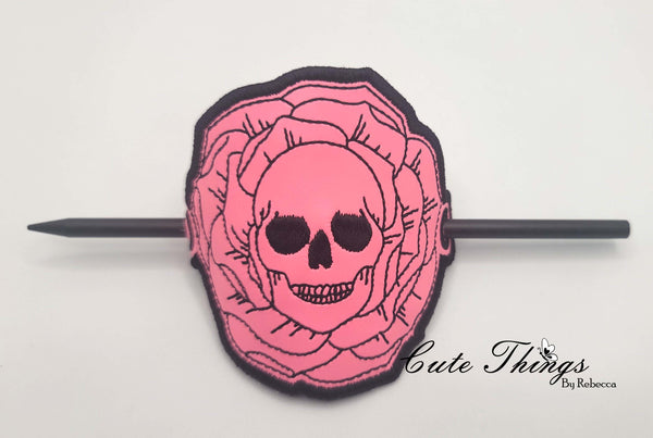 Skull Hair Cover DIGITAL Embroidery File, In The Hoop, Hair Accessory, Bun Cover