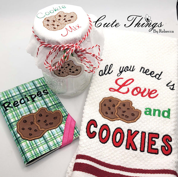 Cookie Bundle DIGITAL Embroidery File, In The Hoop, Jar Topper, 5x7 Applique Notebook Cover, Cookie Charm, All you need Cookie Applique