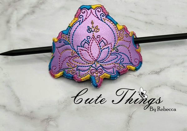 Lotus Hair Cover DIGITAL Embroidery File, In The Hoop, Hair Accessory, Bun Cover