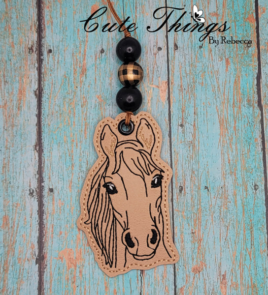 Horse DIGITAL Embroidery File, In The Hoop Bookmark, Ornament, Gift Bag Tag, Eyelet
