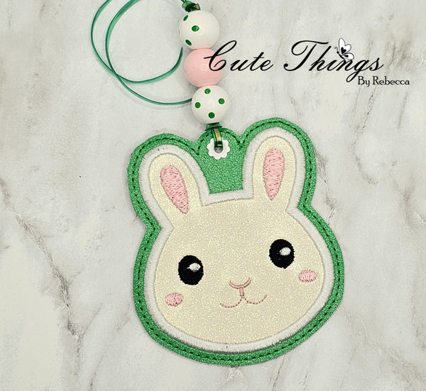 Applique Bunny DIGITAL Embroidery File, In The Hoop, Ornament, Gift Bag Tag, Eyelet
