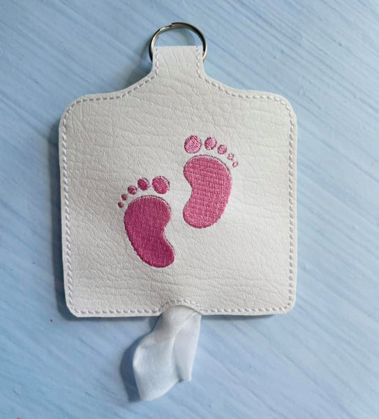 Baby Feet DIGITAL Embroidery File, In The Hoop Key fob, Snap tab, Keychain, Poo Bag Holder, 4x4 and 5x7
