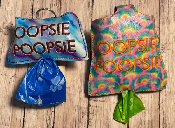 Oopsie Poopsie  DIGITAL Embroidery File, In The Hoop Key fob, Snap tab, Keychain, Poo Bag Holder, 4x4 and 5x7