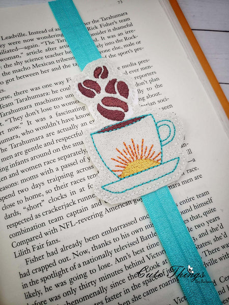 Sunrise Coffee DIGITAL Embroidery File, In The Hoop, Planner Band, Bookmark,
