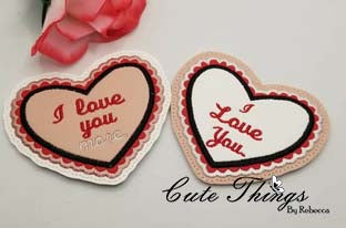 I love you and I love you more Applique  Coaster Set DIGITAL Embroidery File, In The Hoop 4x4, Cute Things By Rebecca