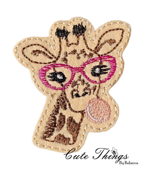 Bubblegum Giraffe Mini DIGITAL Embroidery File, In The Hoop, Feltie, Mini
