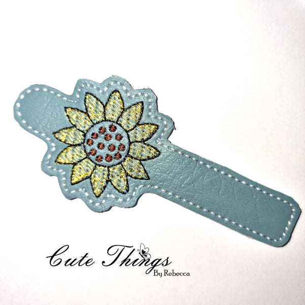 Sunflower Tab DIGITAL Embroidery File, Cord Wrap, Notebook Cover Tab