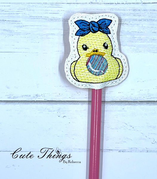 Bubblegum Rubber Duck DIGITAL Embroidery File, In The Hoop, Pencil Topper