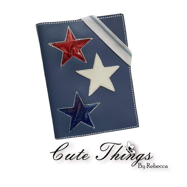 Stars Reverse Applique Notebook Cover  DIGITAL Embroidery File, In The Hoop 2 sizes available