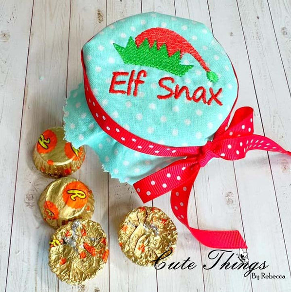 Elf Snax DIGITAL Embroidery File, Jar Topper/Mini Design