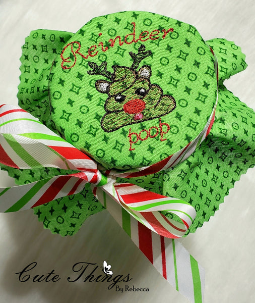 Reindeer Poop DIGITAL Embroidery File, Jar Topper/Mini Design