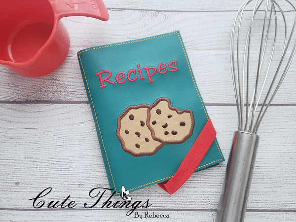 Recipes Cookie Applique Notebook Cover  DIGITAL Embroidery File, In The Hoop 2 sizes available