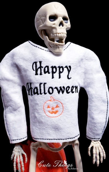 Happy Halloween Doll Shirt, 2 Sizes, In the hoop, DIGITAL Embroidery File