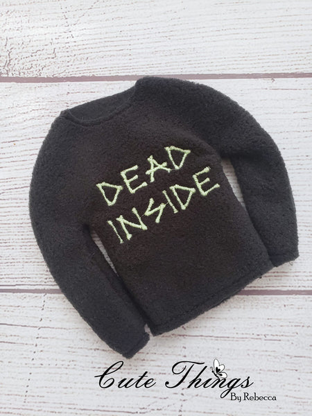 Dead Inside Doll Shirt, 2 Sizes, In the hoop, DIGITAL Embroidery File