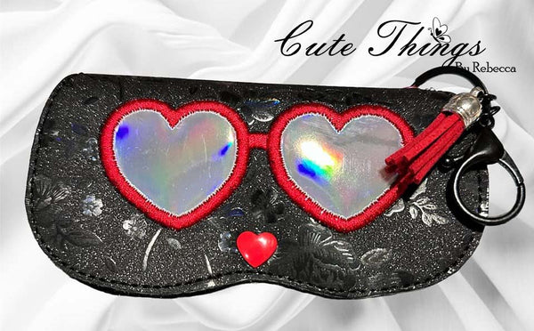 Glasses Case with Heart Glasses DIGITAL Embroidery File, Embroidery Design, In the Hoop