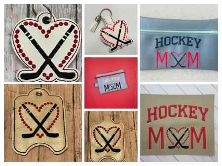 Hockey Bundle DIGITAL Embroidery File, In The Hoop, 5x7 bag, 6x10 bag, Bookmark, Snap tab ,4x4 and 5x7 Stand Alone, 4x4 and 5x7 Sanitizer Holder
