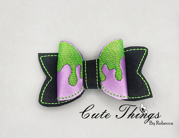 Slime Bow 2 sizes DIGITAL Embroidery File, In The Hoop, Hair Accessory, Bow