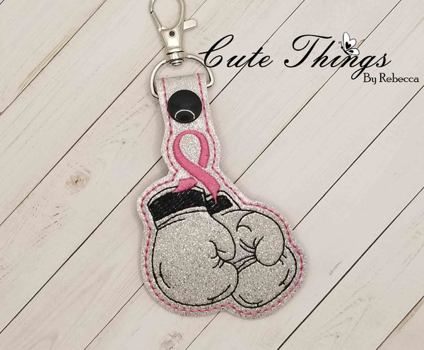 Awareness Gloves DIGITAL Embroidery File, In The Hoop Key fob, Snap tab, Keychain