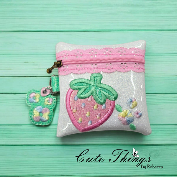 Strawberry Applique 4x4 Bag with Charm