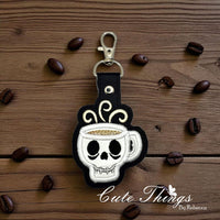 Tired Skull Coffee Applique ITH