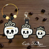 Tired Skull Coffee Applique ITH