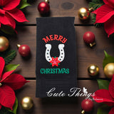 Merry Christmas Horseshoe Applique