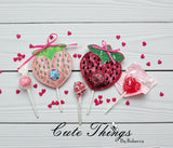 Strawberry Raw Edge Leaf Applique Lollipop Valentines Holder