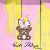Cute Cow With Egg and Applique Bunny Ears ITH