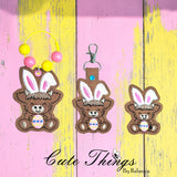 Cute Cow With Egg and Applique Bunny Ears ITH
