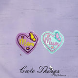 Mom/Mum With Butterfly Heart ITH