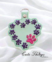 Paw Prints Heart Snap Tab