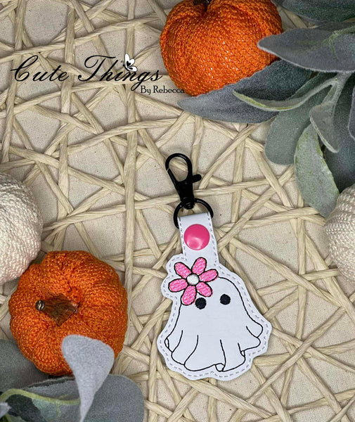 Ghost with Flower Snap Tab