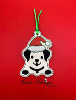 Puppy With Santa Hat Bookmark/Ornament