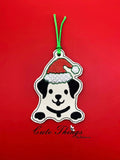 Puppy With Santa Hat Bookmark/Ornament