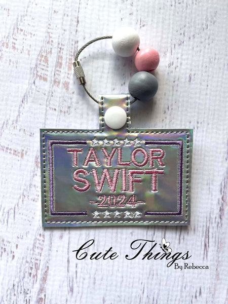 ITH Digital Embroidery Pattern for Taylor Swift Snap Tab / Key Chain, 4X4  Hoop