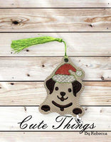 Puppy With Santa Hat Bookmark/Ornament