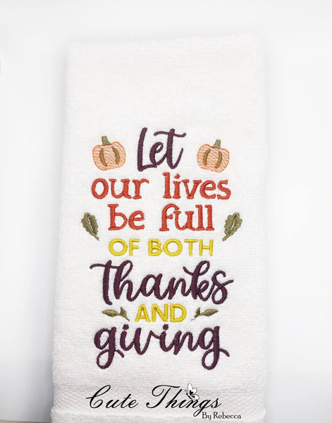 Let Our Lives Be Full of Thanks and Giving