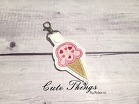 Ice Cream Cone Applique Snap Tab