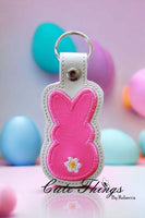 Bunny with Flower tail Applique Snap Tab