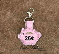 Cute Piggy Bank Quarter Keeper Snap Tab