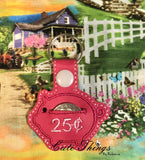 Cute Piggy Bank Quarter Keeper Snap Tab