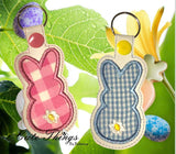 Bunny with Flower tail Applique Snap Tab