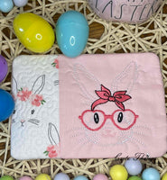 Bunny With Glasses  Mug Rug, Snack Mat