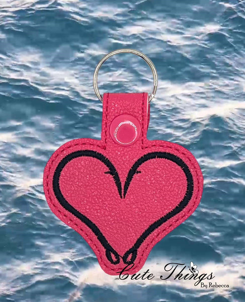 Fishing Hooks Heart Snap Tab – Cute Things By Rebecca Embroidery