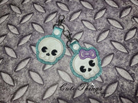 Applique Skull With Bow and Without Bow Snap Tab